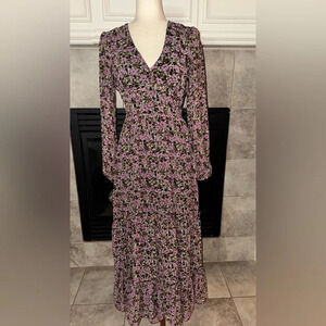 Lost + Wander Lovestoned Maxi Dress Women's Floral Tiered Lined Dress Size Small